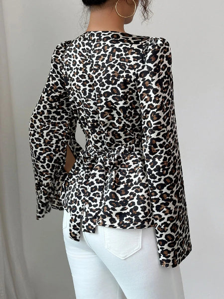 Leopard print top worn by a mannequin against a plain background