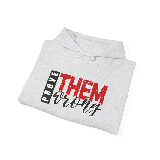 Folded gray hoodie with motivational text on a white background
